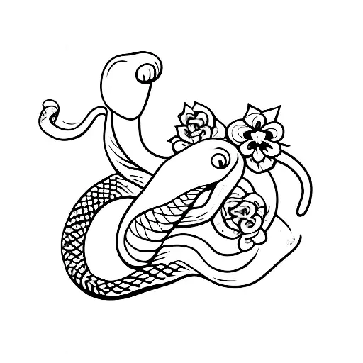 a snake eating a flower tattoo design idea