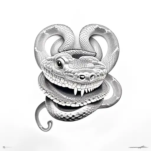 a snake eating a flower tattoo design idea