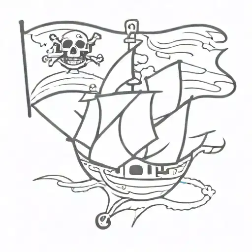 pirate flag mixed tattoo design idea
