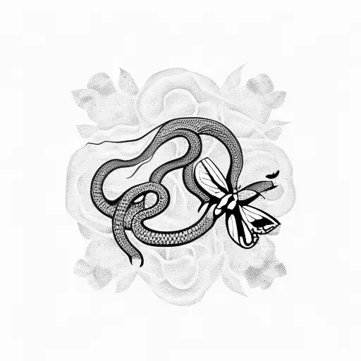 snake bursting into butterflies tattoo design idea