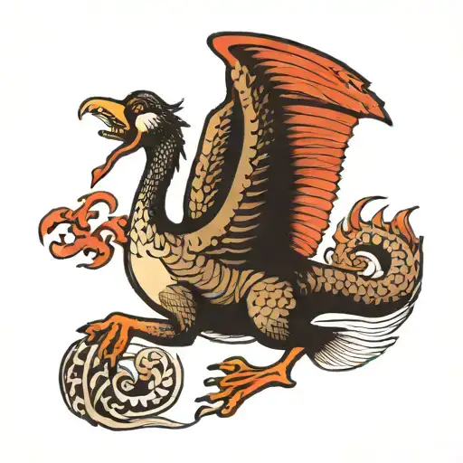 Canadian goose fighting a welsh dragon  tattoo design idea