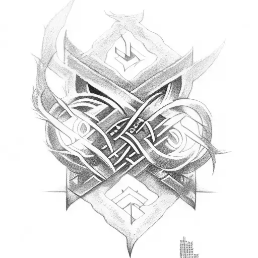 norse runes war and love tattoo design idea