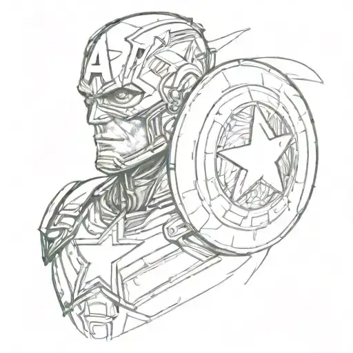 Capitan America Marvel superhero tattoo design idea