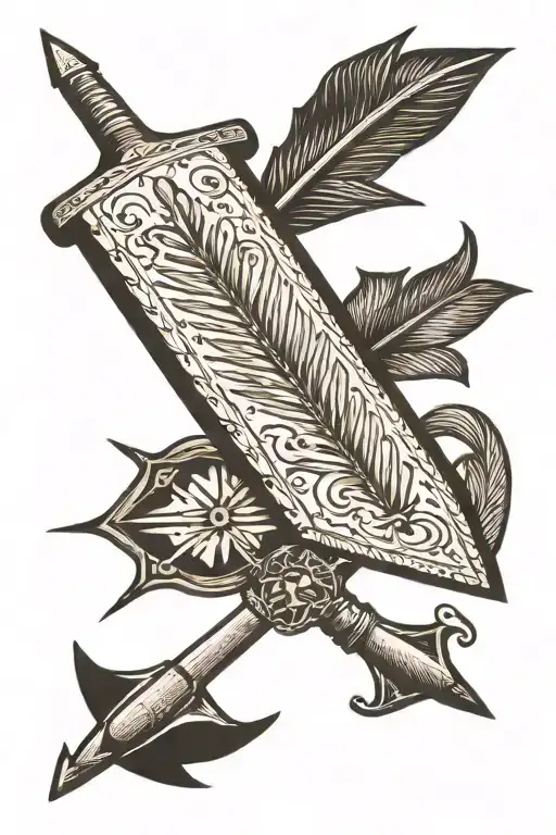 quiver with 6 arrows tattoo design idea