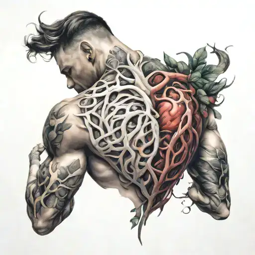 strong back, soft front, wild heart tattoo design idea