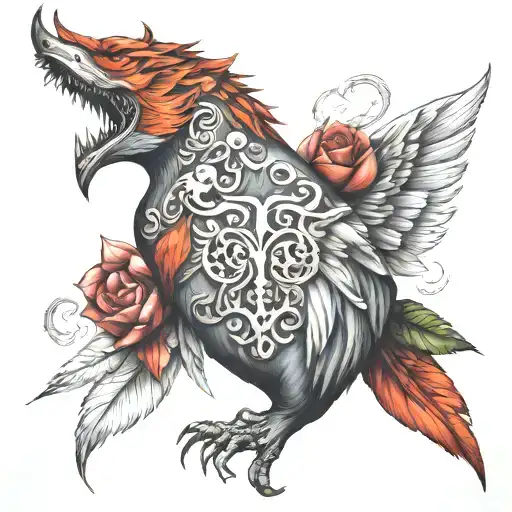 strong back, soft front, wild heart tattoo design idea