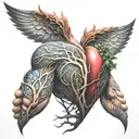 strong back, soft front, wild heart tattoo design idea