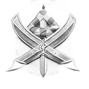 Templar With Sword in the ground with The Portuguese Cross in the Backround tattoo design idea