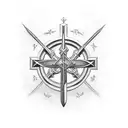 Templar With Sword in the ground with The Portuguese Cross in the Backround tattoo design idea