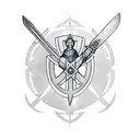 Templar With Sword in the ground with The Portuguese Cross in the Backround tattoo design idea