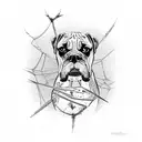 A boxer surrounded by spider webs, representing their agility and speed tattoo design idea