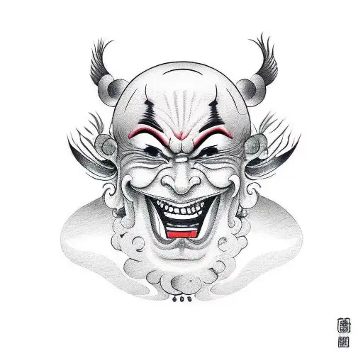 maniac smilling face tattoo design idea