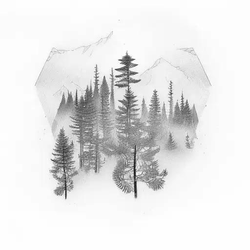 pine trees, healer, tao tattoo design idea