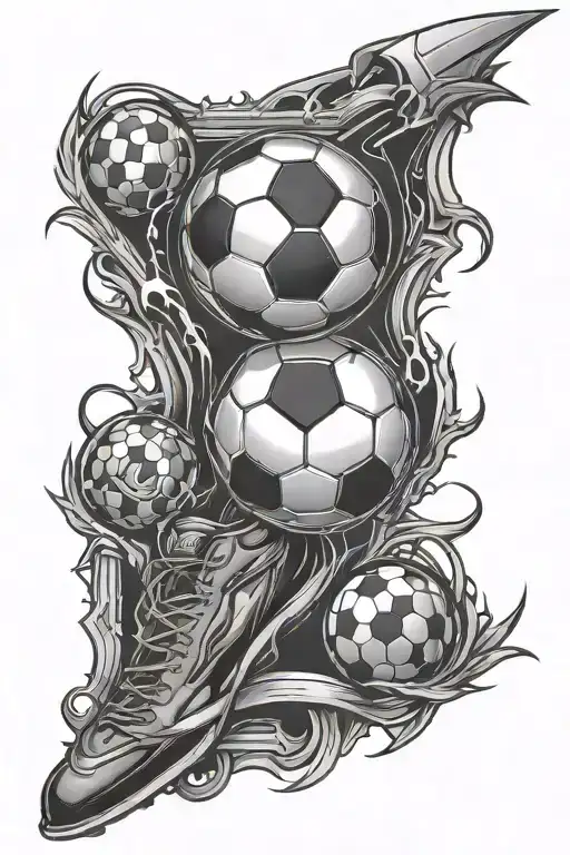 soccer ball merging welding torch tattoo design idea