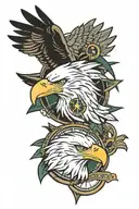 clock face, bald eagle, 10-13-2023, Dallas stars hockey  tattoo design idea
