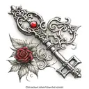 gothic key tattoo small with Garnet  tattoo design idea