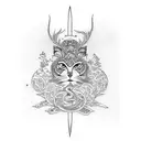 Skis, single line, signature tattoo design idea