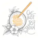 fine line orange with a straw in it, the words “We’re just glad you could visit” in fine script tattoo design idea