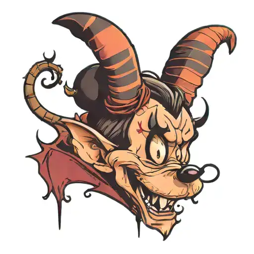 mickey mouse head with maleficent horns wrapped tattoo design idea