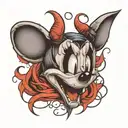 mickey mouse head with maleficent horns wrapped tattoo design idea