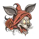 mickey mouse head with maleficent horns wrapped tattoo design idea