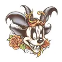 mickey mouse head with maleficent horns wrapped tattoo design idea