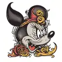 mickey mouse head with maleficent horns tattoo design idea