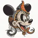 mickey mouse head with maleficent horns tattoo design idea