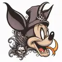 mickey mouse head with maleficent horns tattoo design idea