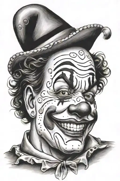 Chicano clown. Laugh Now Cry Later tattoo design idea