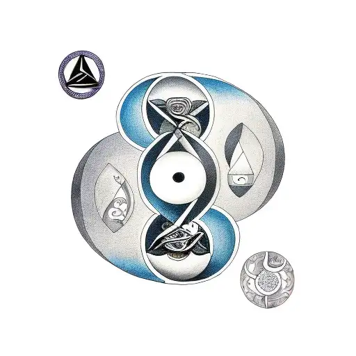 yinyang symbol split into the yin piece and the yang piece with each on each side of a weight scale showing balance tattoo design idea