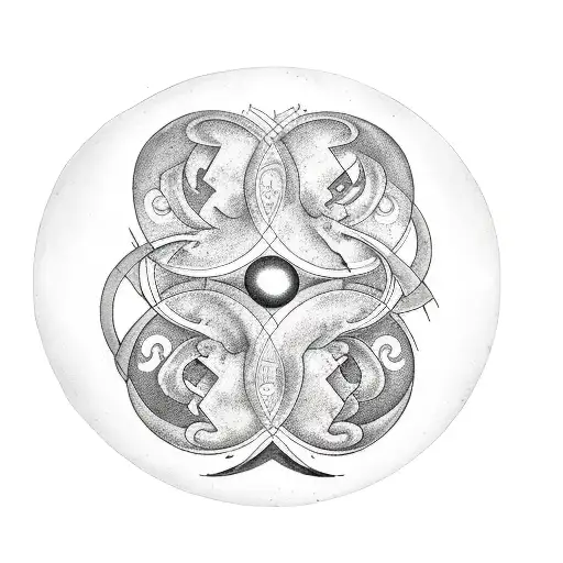 yinyang symbol split into the yin piece and the yang piece with each on each side of a weight scale showing balance tattoo design idea