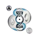 yinyang symbol split into the yin piece and the yang piece with each on each side of a weight scale showing balance tattoo design idea