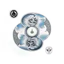 yinyang symbol split into the yin piece and the yang piece with each on each side of a weight scale showing balance tattoo design idea