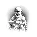 socrates pondering while sitting on a mountain overlooking a valley tattoo design idea