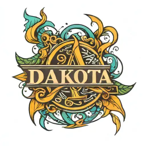 Symbol with name Dakota tattoo design idea