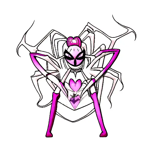 spider pink  heart tattoo design idea
