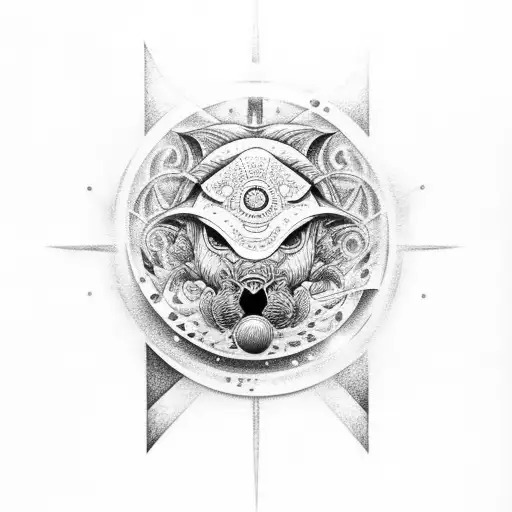 löwe mit Waage und Fisch, Sternzeichen  tattoo design idea