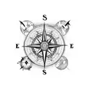 Sleeve with a compass on top, then a tree of life, then the globe, and then an iceberg tattoo design idea