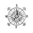 Sleeve with a compass on top, then a tree of life, then the globe, and then an iceberg tattoo design idea