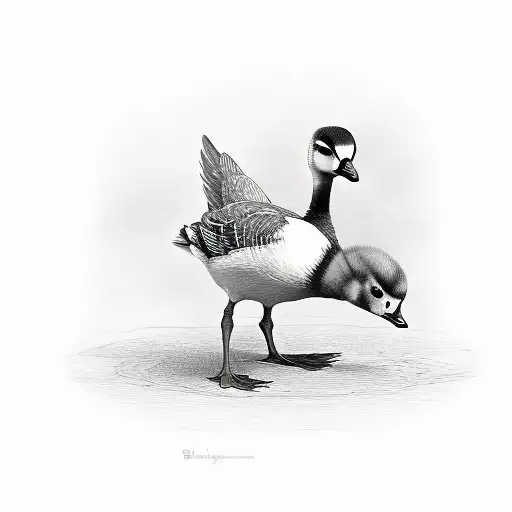 baby goose with a knife under its wing tattoo design idea