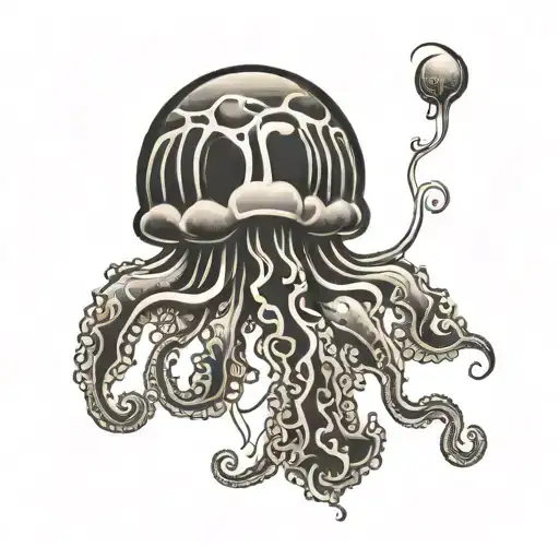 black and grey jelly fish tattoo design idea