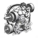 Combine a gym dumbbell with a traditional Japanese anime character tattoo design idea