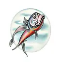 Fish on hook  tattoo design idea
