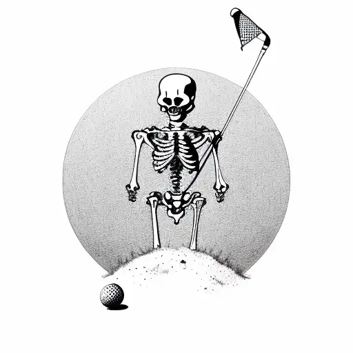 skeleton golf tattoo design idea