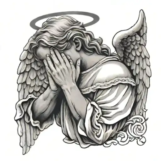 angel praying hands holding tattoo design idea