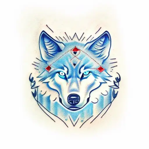 wolf blue eyes tattoo design idea
