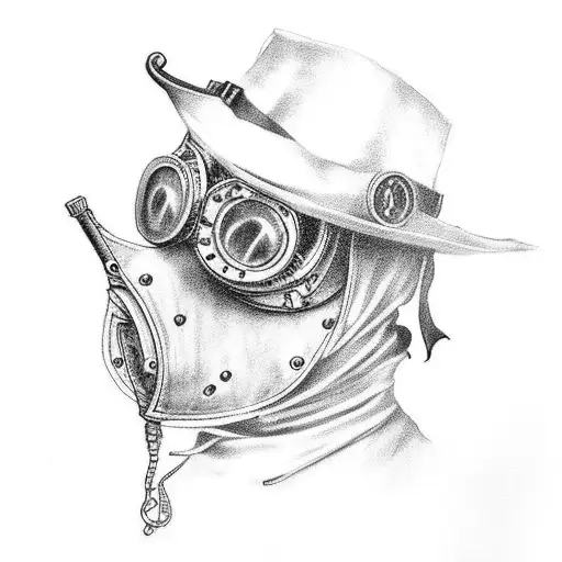 steampunk plague doctor  tattoo design idea