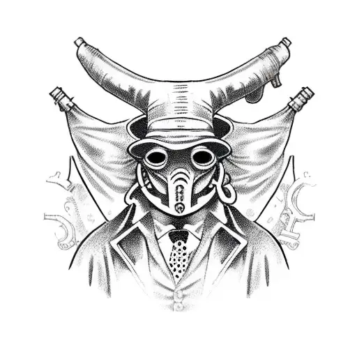 steampunk plague doctor  tattoo design idea