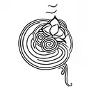 Snake with red lotus in center tattoo design idea